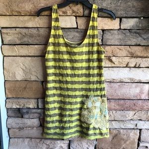 Lulumari yellow taupe stripe tank top Medium